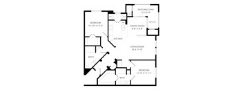 a floor plan of a house with a bedroom and a living room