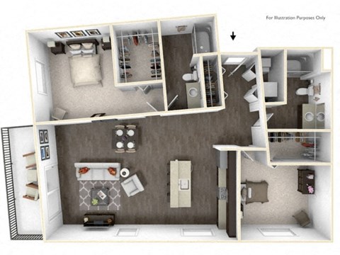 EYELET 2 Bedroom 2 Bath 3D Floor Plan at Stitchweld, MILWAUKEE, WI