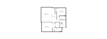 A black and white image of a floor plan for a house.
