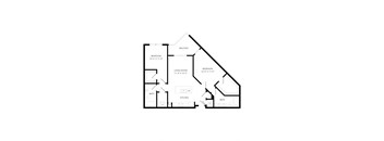 A floor plan of a two-bedroom apartment with a balcony.