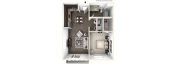 HABERDASHER 1 Bedroom 1 Bath 3D Floor Plan at Stitchweld, MILWAUKEE, 53207