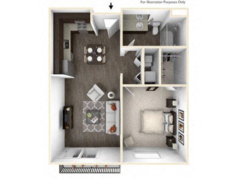 HABERDASHER 1 Bedroom 1 Bath 3D Floor Plan at Stitchweld, MILWAUKEE, 53207
