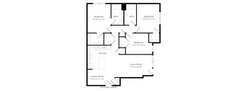 A black and white image of a house floor plan.