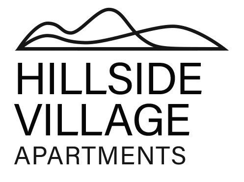 a logo for hillside village apartments