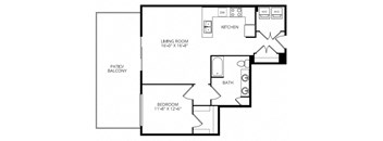 a floor plan of a house with a bedroom and a living room
