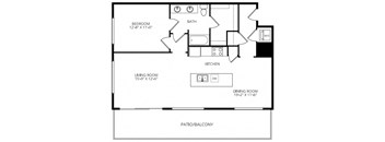 a floor plan of a house with a kitchen and a living room