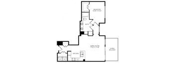 a floor plan of a house with a bedroom and a living room