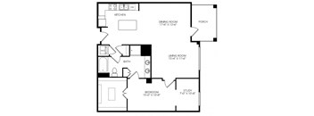 a floor plan of a house with a bedroom and a living room