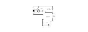 a floor plan of a house with a bedroom and a living room
