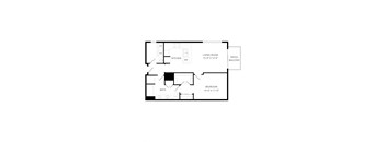 a floor plan of a house with a bedroom and a living room