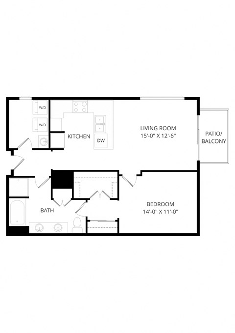 a floor plan of a house with a bedroom and a living room