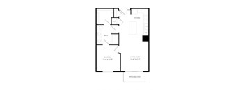a floor plan of a house with a bedroom and a living room
