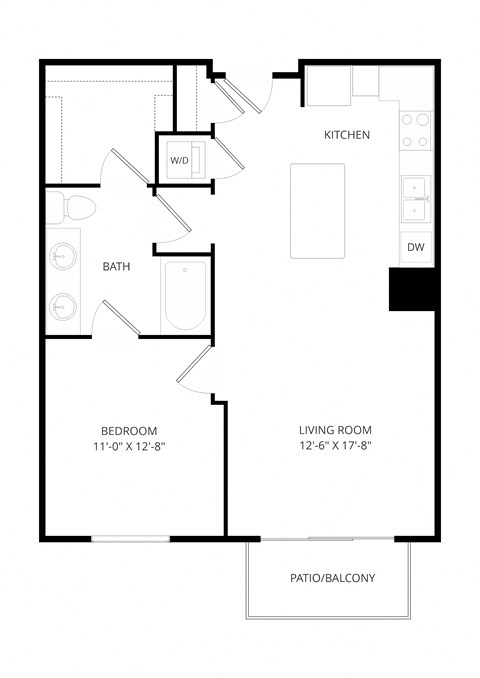 a floor plan of a house with a bedroom and a living room