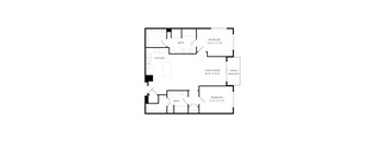 a floor plan of a house with a bedroom and a living room
