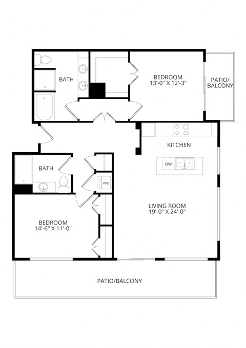 a floor plan of a house with bedrooms and a living room