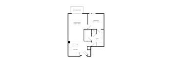 a floor plan of a house with a bedroom and a living room