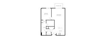 a floor plan of a house with an open floor plan with a bedroom and a
