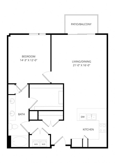 a floor plan of a house with an open floor plan with a bedroom and a