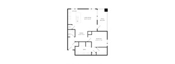 a floor plan of a house with a bedroom and a living room