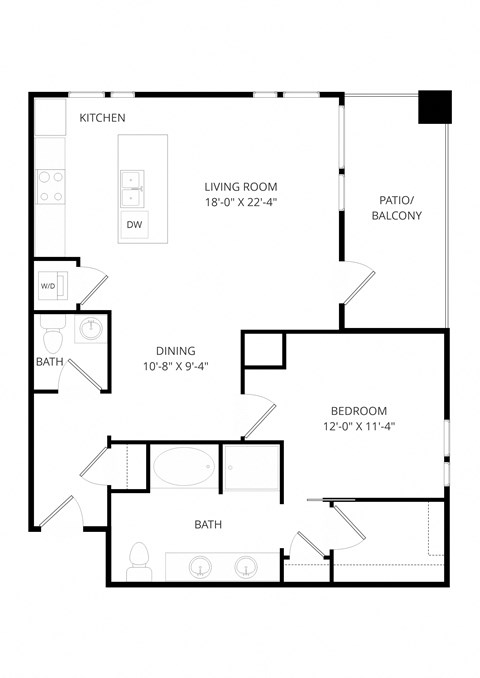 a floor plan of a house with a bedroom and a living room