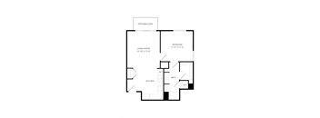 a floor plan of a house with a bedroom and a living room