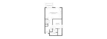 a floor plan of a house with a bedroom and a living room