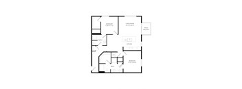 a floor plan of a house with a bedroom and a living room