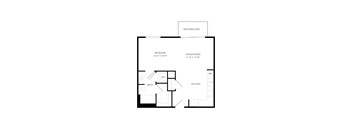 a floor plan of a house with a bedroom and a living room