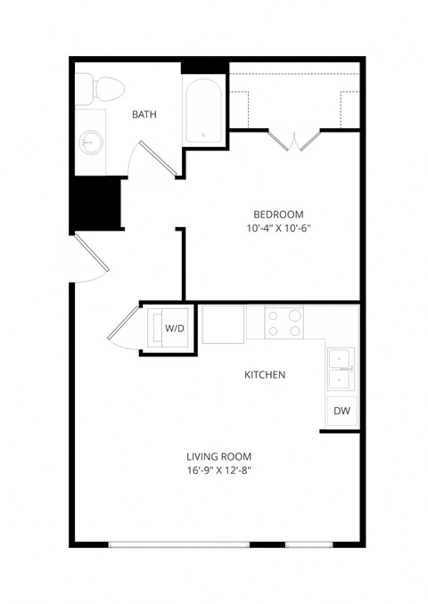a floor plan of a 1 bedroom floor plan