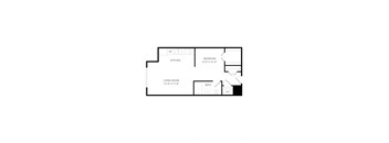 a floor plan of a house with a bedroom and a living room