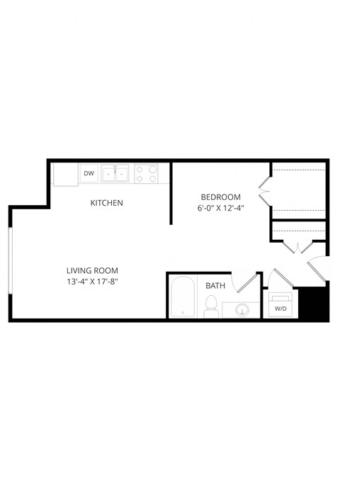 a floor plan of a house with a bedroom and a living room