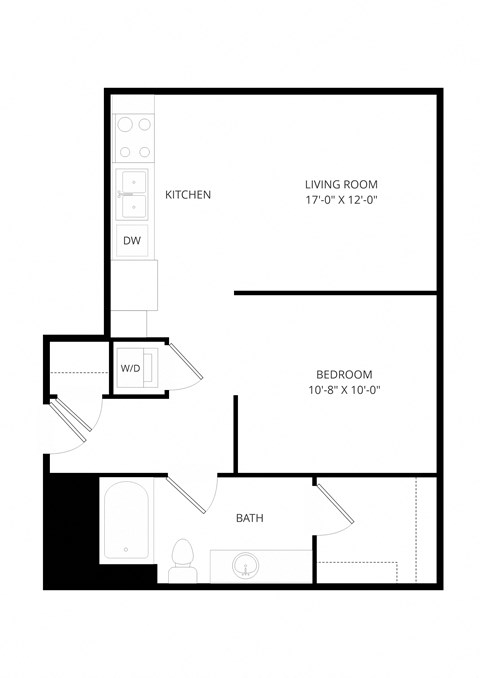 a floor plan of a 1 bedroom floor plan