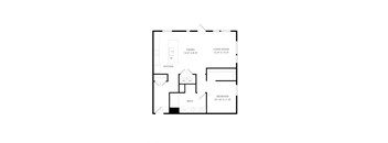 a floor plan of a house with a bedroom and a living room