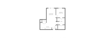 a floor plan of a house with a bedroom and a living room