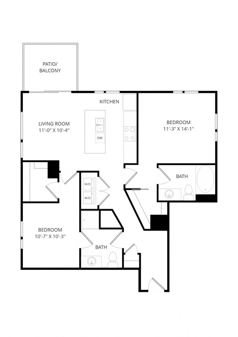 a floor plan of a house with a bedroom and a living room
