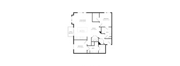 a floor plan of a house with a bedroom and a living room