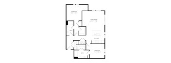 a floor plan of a house with a bedroom and a living room