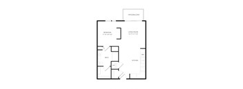 a floor plan of a house with a bedroom and a living room