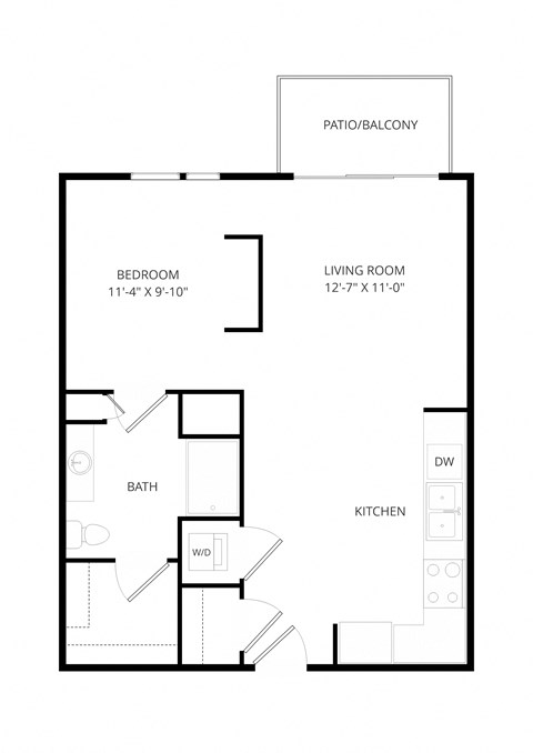 a floor plan of a house with a bedroom and a living room