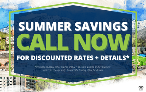 a sign that says summer savings call now for discounted rates and details