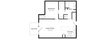 a floor plan of a small house with a kitchen and a living room
