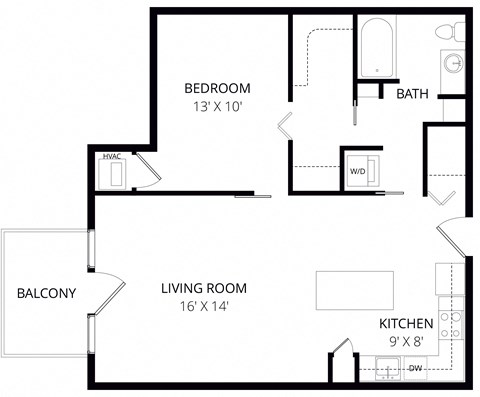 a floor plan of a small house with a kitchen and a living room