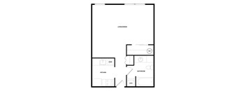 a floor plan of a 1 bedroom apartment
