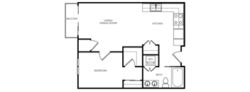 A black and white image of a floor plan for a home.