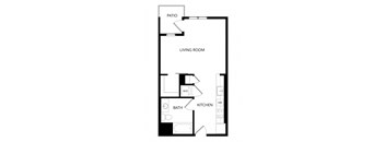 a floor plan of a small room with a bedroom and a living room