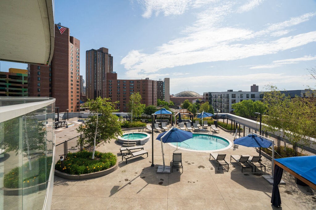 a view of the pool and hot tubs at the bradley braddock road station