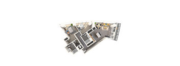 a floor plan of a house on a black background
