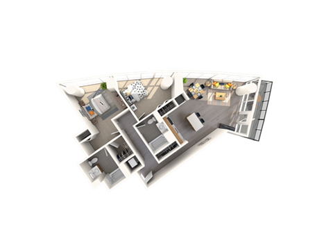 a floor plan of a house on a black background
