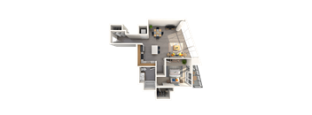 a floor plan of a house with a black background