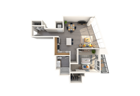 a floor plan of a house with a black background